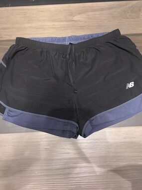 New Balance Women's Black Shorts with Blue Trim
